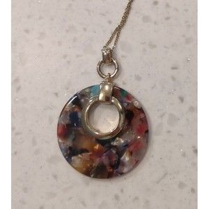 Ann Taylor Factory Confetti Pendant Necklace Gold Tone 36" Flapper